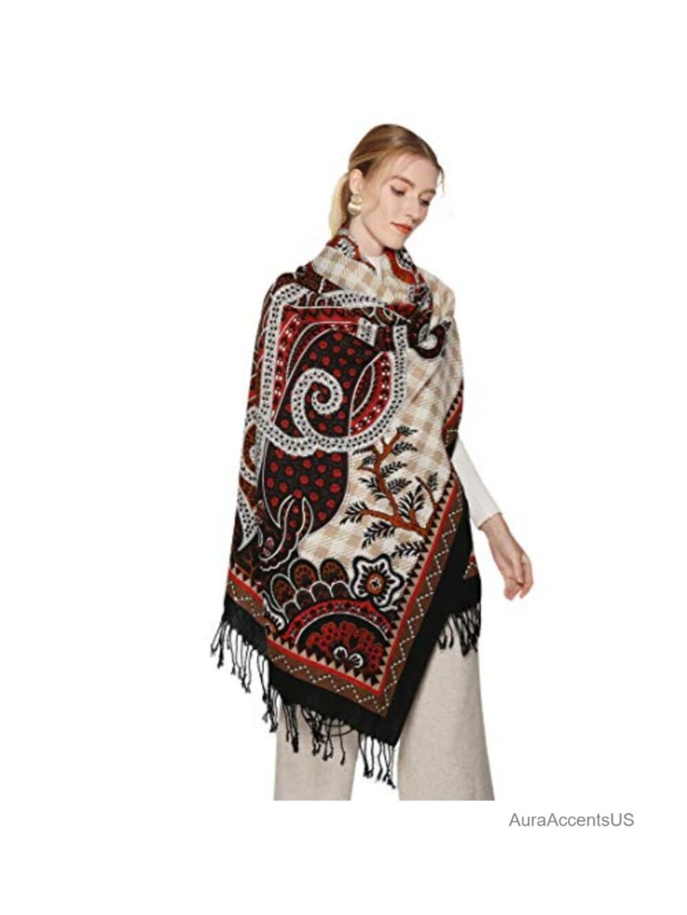 100% Merino Wool Pashmina Shawl Wrap Extra Large Women